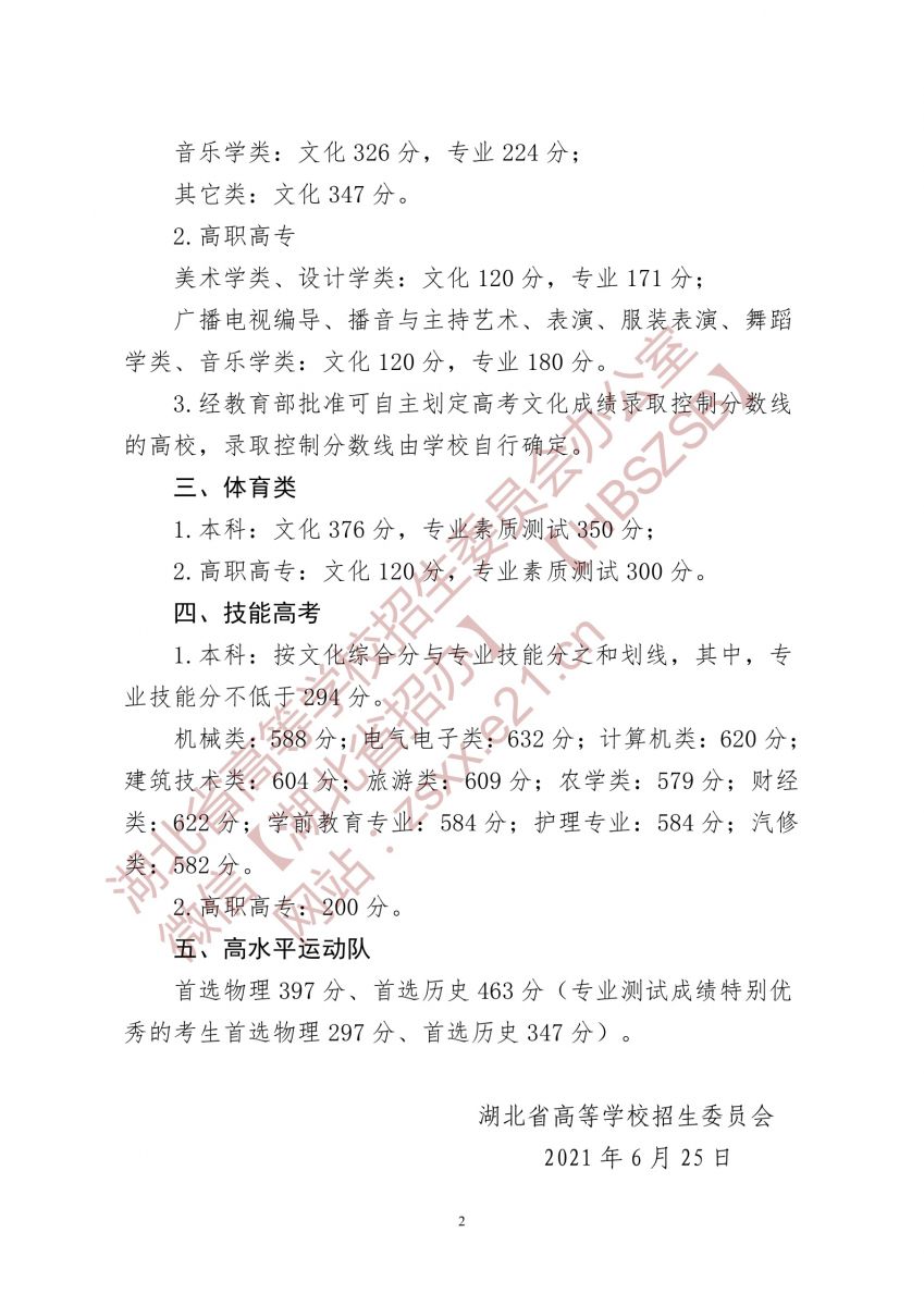 2022年湖北高考分?jǐn)?shù)線一覽表(物理類+歷史類)