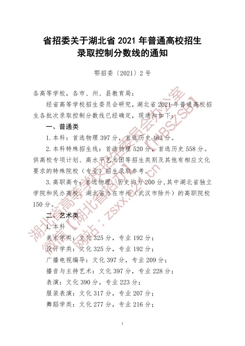 2022年湖北高考分?jǐn)?shù)線一覽表(物理類+歷史類)