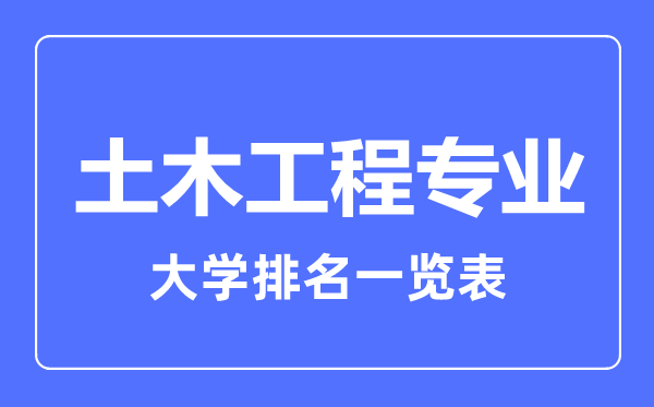 2023年全國土木工程專業(yè)大學排名一覽表