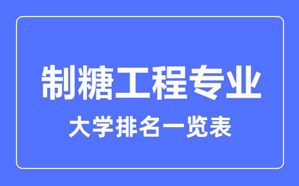 2023年全國(guó)制糖工程專業(yè)大學(xué)排名一覽表
