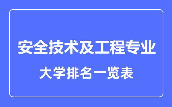 2023年全國安全技術(shù)及工程專業(yè)大學(xué)排名一覽表