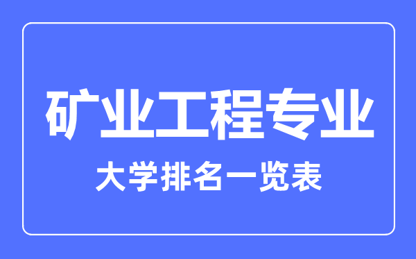 2023年全國礦業(yè)工程專業(yè)大學(xué)排名一覽表