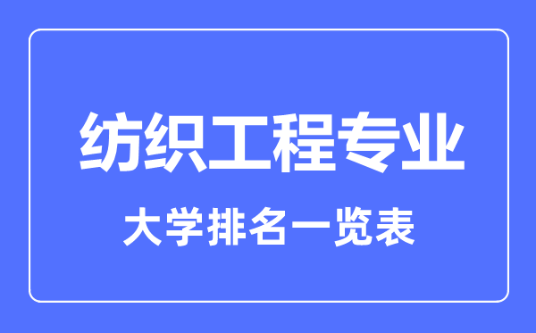 2023年全國(guó)紡織工程專(zhuān)業(yè)大學(xué)排名一覽表
