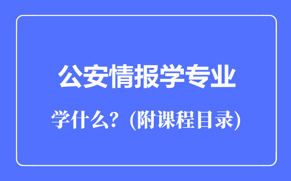 公安情報(bào)學(xué)專業(yè)主要學(xué)什么(附課程目錄)