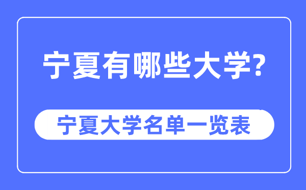 寧夏有哪些大學(xué),寧夏大學(xué)名單一覽表