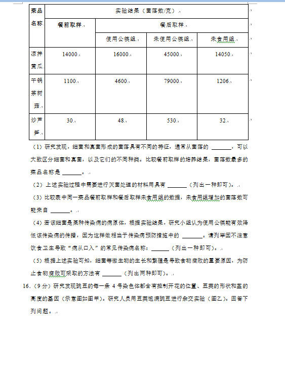 2023年貴陽(yáng)市中考生物試卷真題及答案