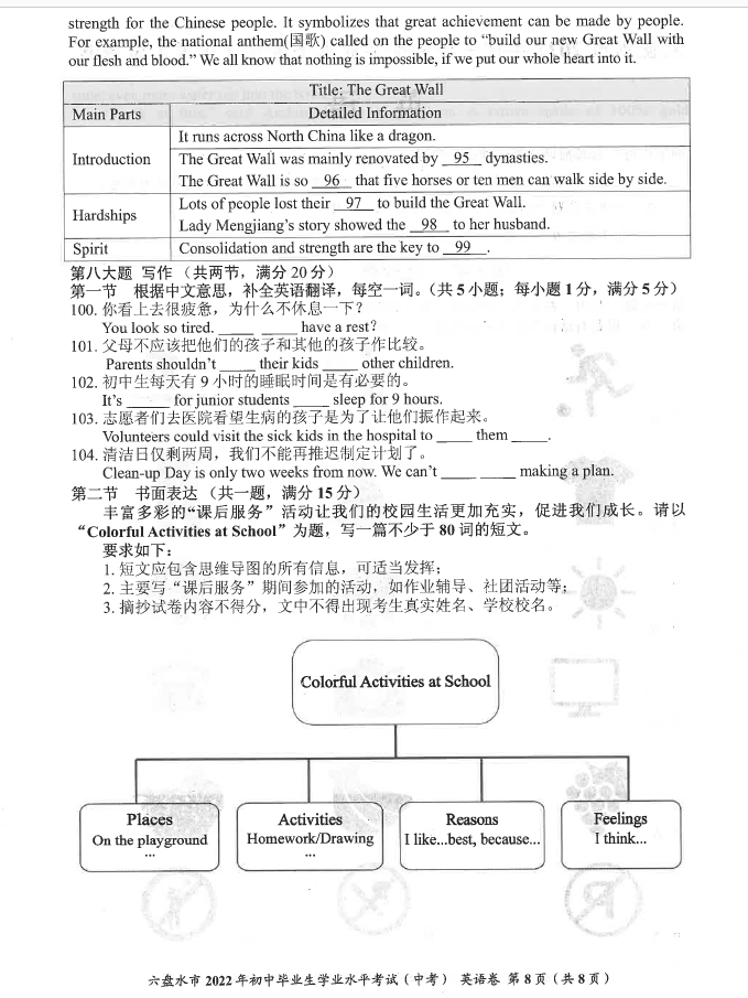 2023年六盤(pán)水市中考英語(yǔ)試卷真題及答案