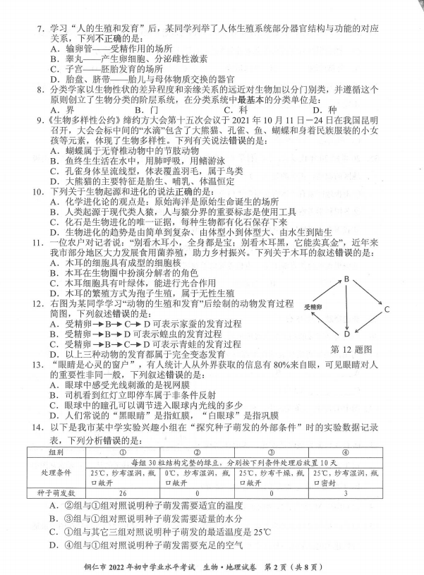 2023年銅仁市中考地理試卷真題及答案