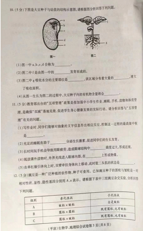 2023年平?jīng)鍪兄锌忌镌嚲碚骖}及答案