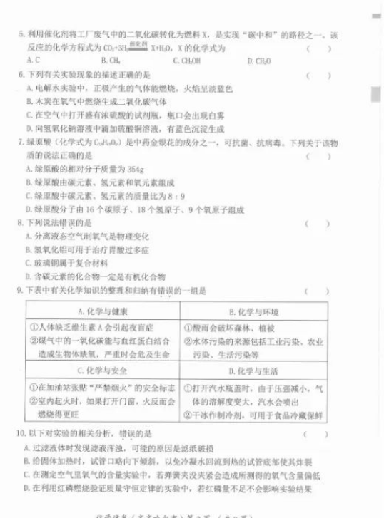 2023年齊齊哈爾市中考化學(xué)試卷真題及答案