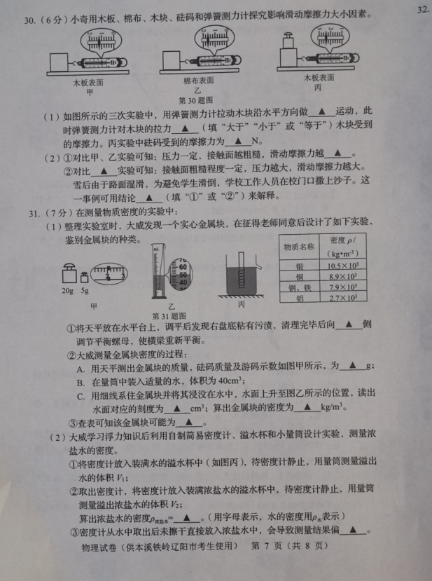 2023年撫順市中考物理試卷真題及答案
