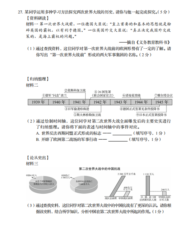 2023年盤(pán)錦市中考?xì)v史試卷真題及答案