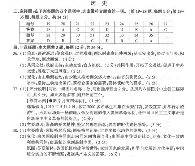 2023年連云港市中考?xì)v史試卷真題及答案