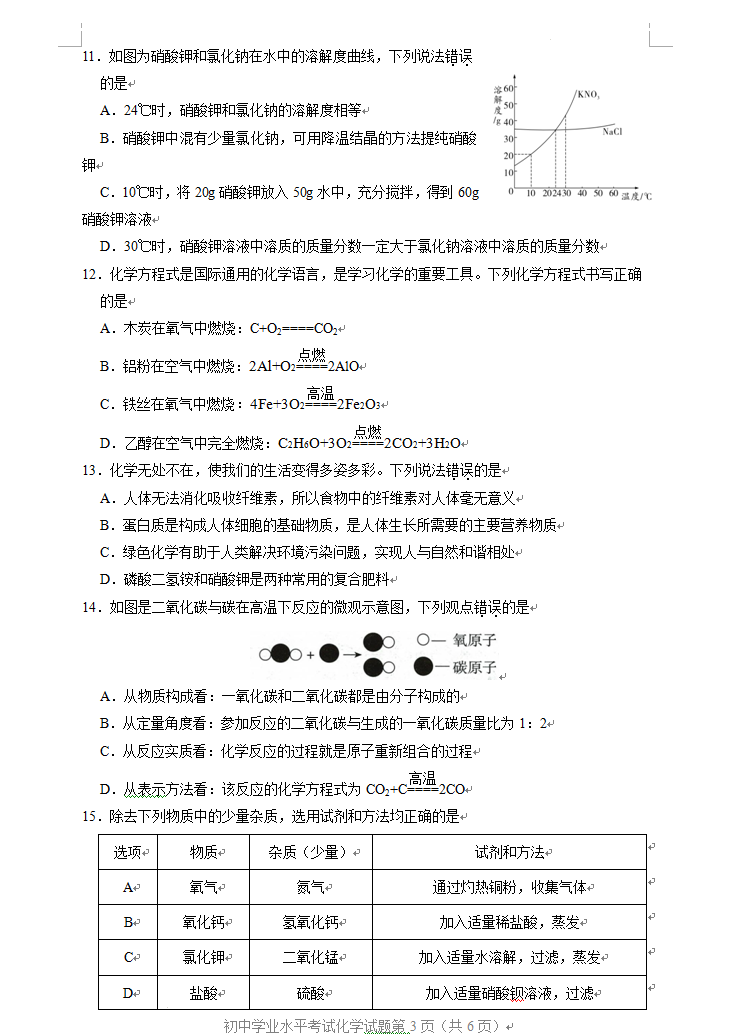 2023年淄博市中考化學(xué)試卷真題及答案