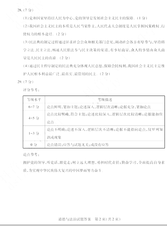 2023年泰安市中考道德與法治試卷真題及答案
