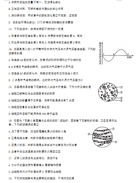 2023年臨沂市中考生物試卷真題及答案
