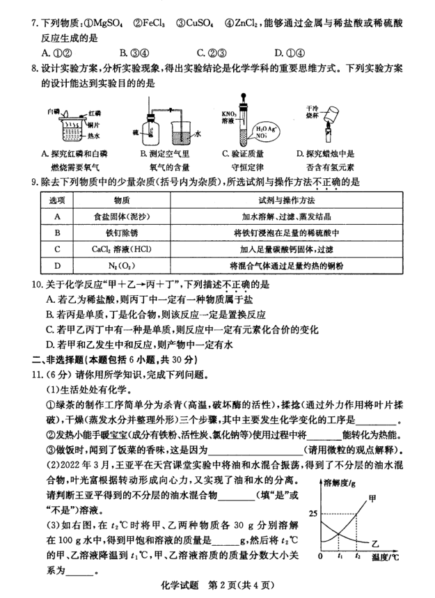 2023年菏澤市中考化學試卷真題及答案