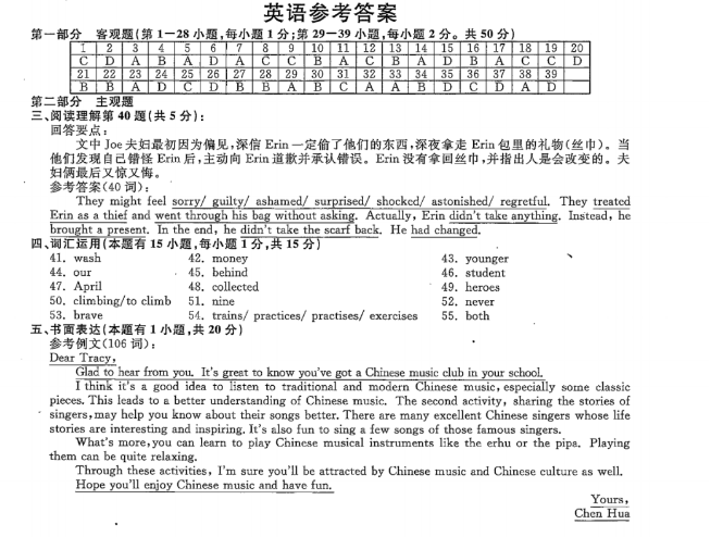 2023年溫州市中考英語(yǔ)試卷真題及答案