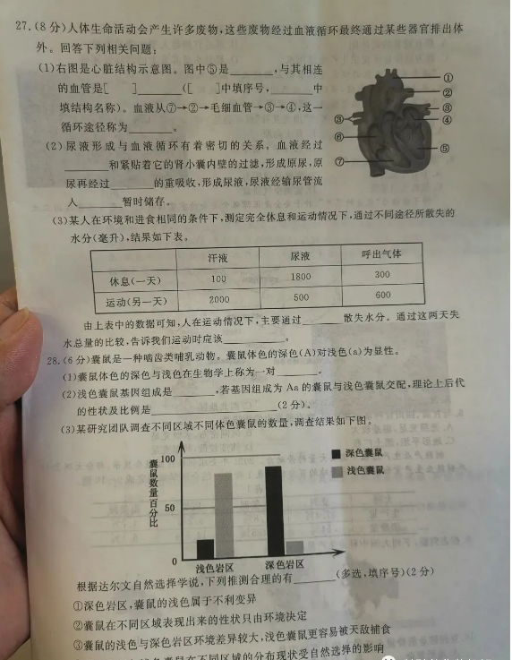 2023年咸寧市中考生物試卷真題及答案
