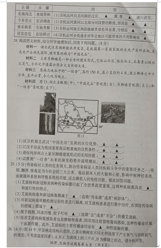 2023年恩施市中考地理試卷真題及答案