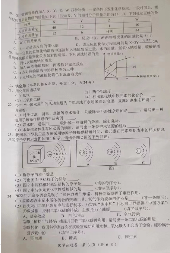2023年湘潭市中考化學(xué)試卷真題及答案