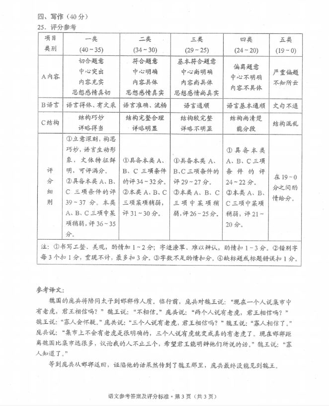 2023年云南中考語文試卷真題及答案