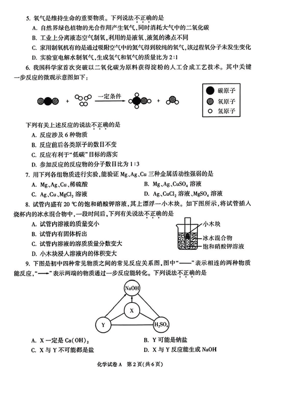 2023年陜西中考化學(xué)試卷真題及答案