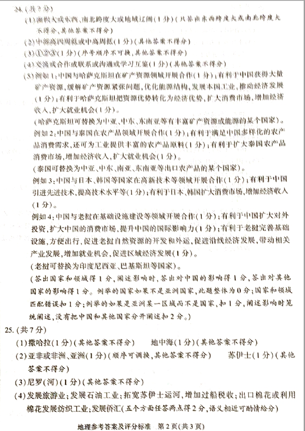 2023年陜西中考地理試卷真題及答案