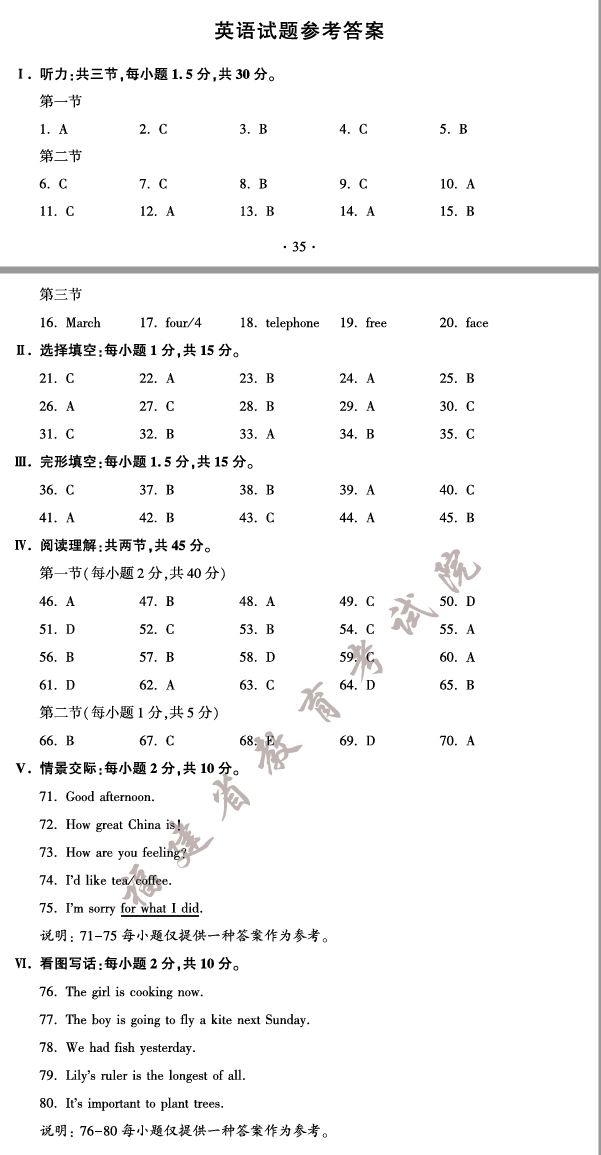 2023年福建中考英語(yǔ)試卷真題及答案