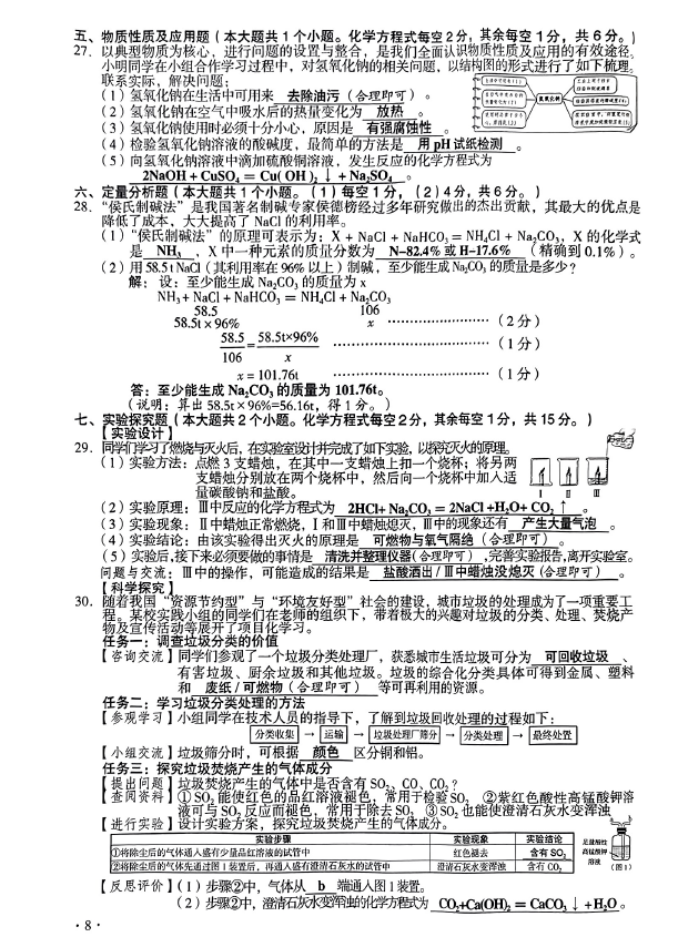 2023年山西中考化學(xué)試卷真題及答案