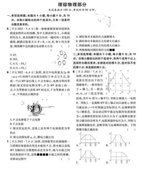2022年河北高考物理試卷真題及答案