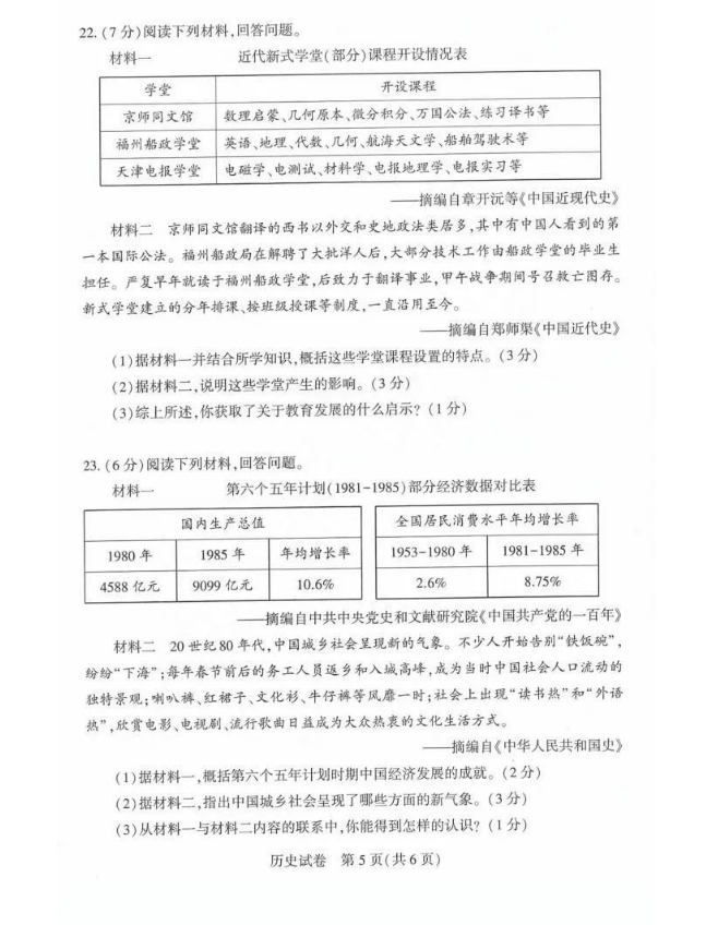 2023年鄭州中考?xì)v史試卷真題及答案