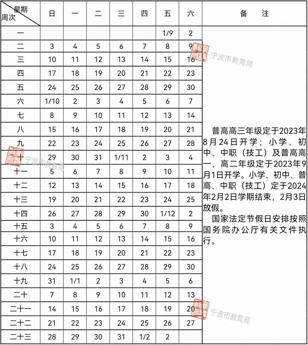 2024年寧波中小學(xué)寒假放假時(shí)間表,寧波寒假多少天