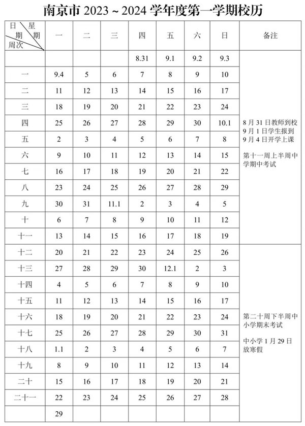 2024年南京中小學寒假放假時間表,南京寒假多少天