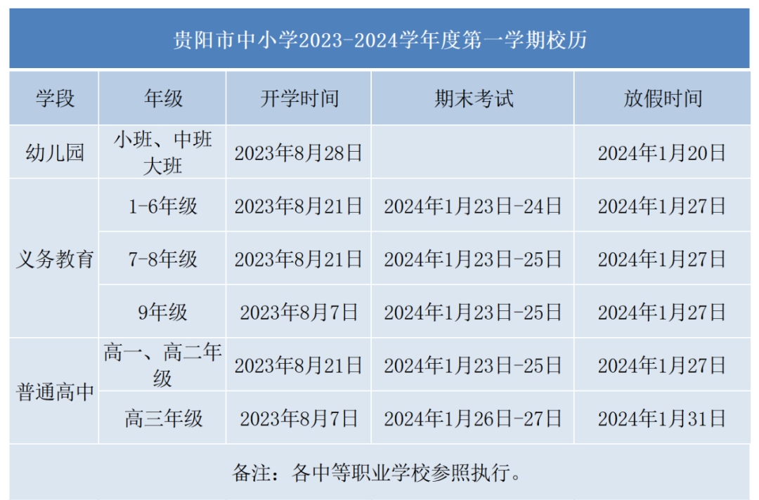 2024年貴陽中小學(xué)寒假放假時(shí)間表,貴陽寒假多少天