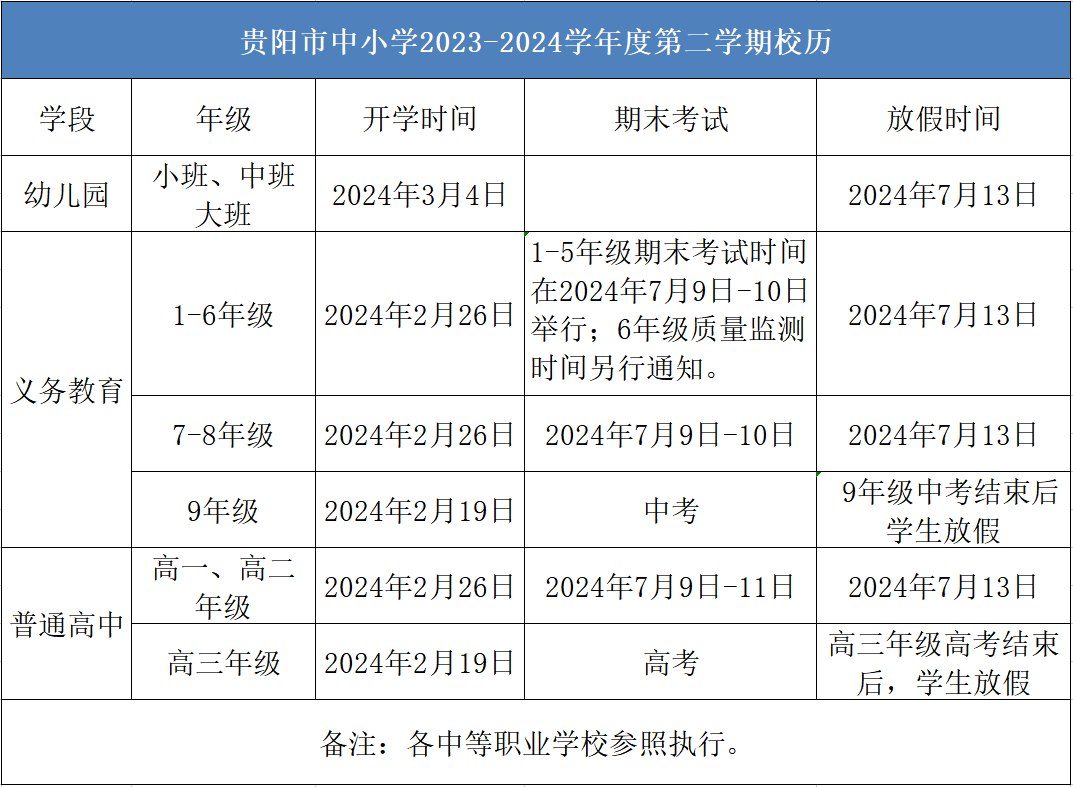 2024年貴陽中小學(xué)寒假放假時(shí)間表,貴陽寒假多少天