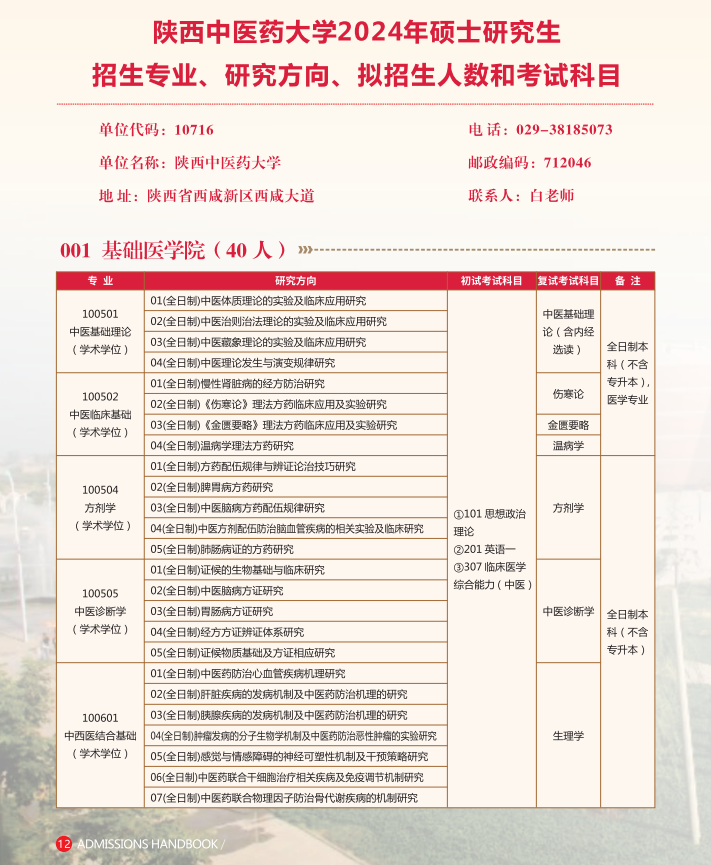 2024年陜西中醫(yī)藥大學(xué)研究生招生簡章及各專業(yè)招生計(jì)劃人數(shù)