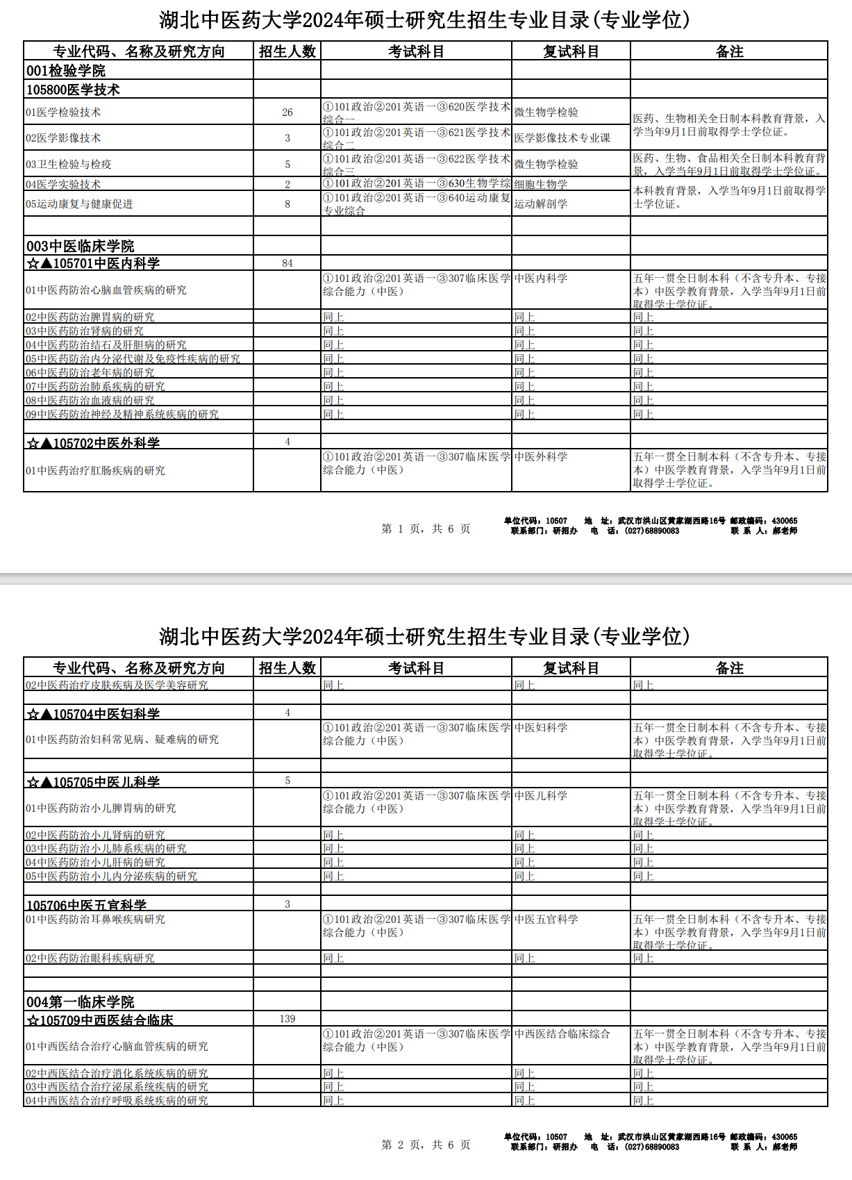 2024年湖北中醫(yī)藥大學(xué)研究生招生簡(jiǎn)章及各專業(yè)招生計(jì)劃人數(shù)