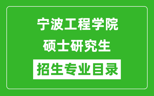 寧波工程學院2024碩士研究生招生專業(yè)目錄及考試科目