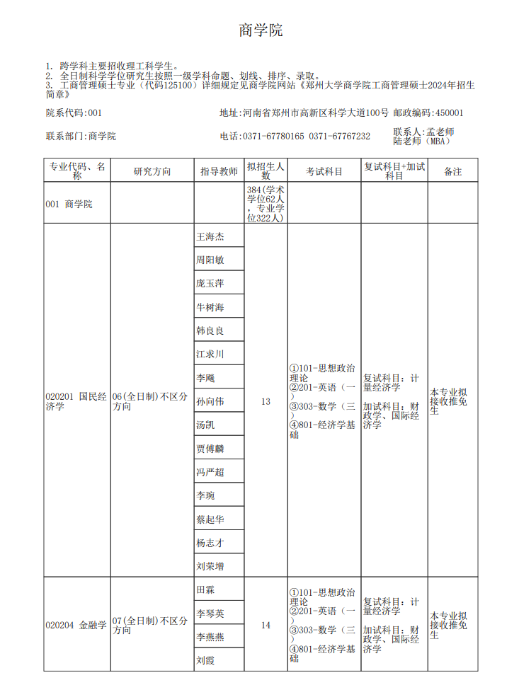 2024年鄭州大學(xué)研究生招生簡(jiǎn)章及各專業(yè)招生計(jì)劃人數(shù)
