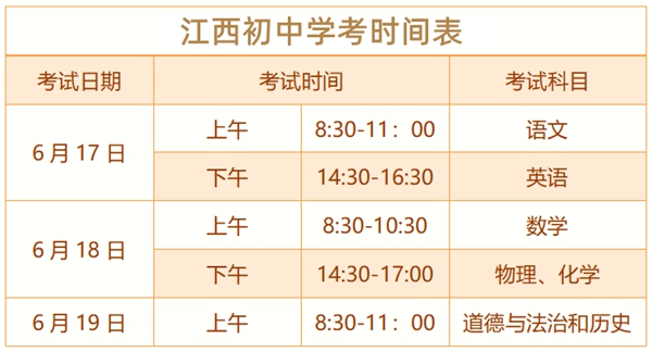 2024年撫州中考時(shí)間是幾月幾號(hào),具體各科目時(shí)間安排一覽表