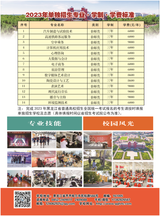 齊齊哈爾高等師范?？茖W(xué)校單招專業(yè)一覽表