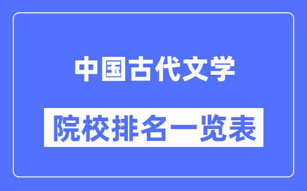 中國(guó)古代文學(xué)專(zhuān)業(yè)考研院校排名一覽表