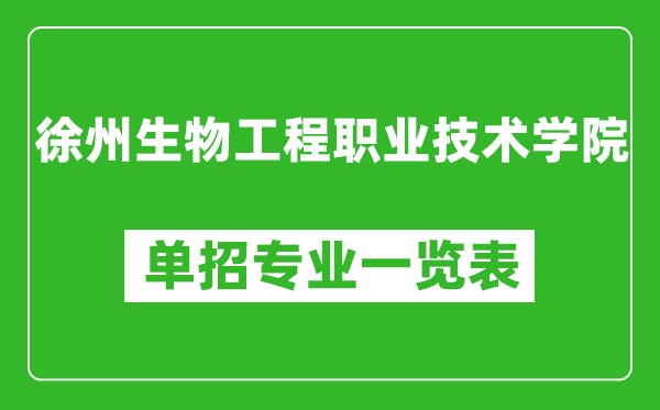徐州生物工程職業(yè)技術(shù)學(xué)院單招專業(yè)一覽表
