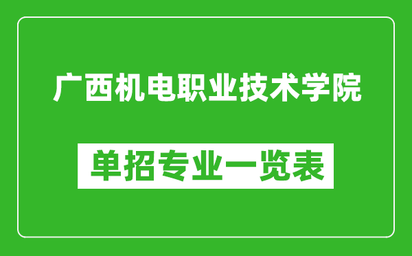 廣西機(jī)電職業(yè)技術(shù)學(xué)院單招專業(yè)一覽表