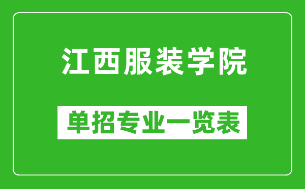 江西服裝學院單招專業(yè)一覽表