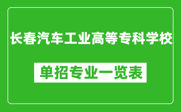 長春汽車工業(yè)高等?？茖W校單招專業(yè)一覽表