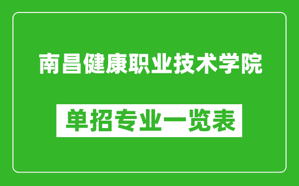 南昌健康職業(yè)技術學院單招專業(yè)一覽表