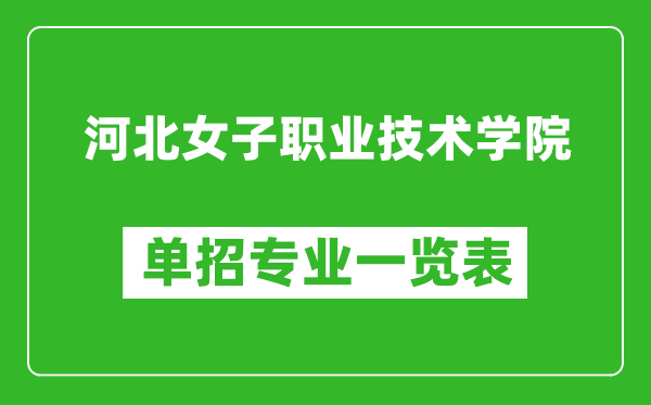 河北女子職業(yè)技術(shù)學院單招專業(yè)一覽表