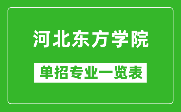 河北東方學院單招專業(yè)一覽表